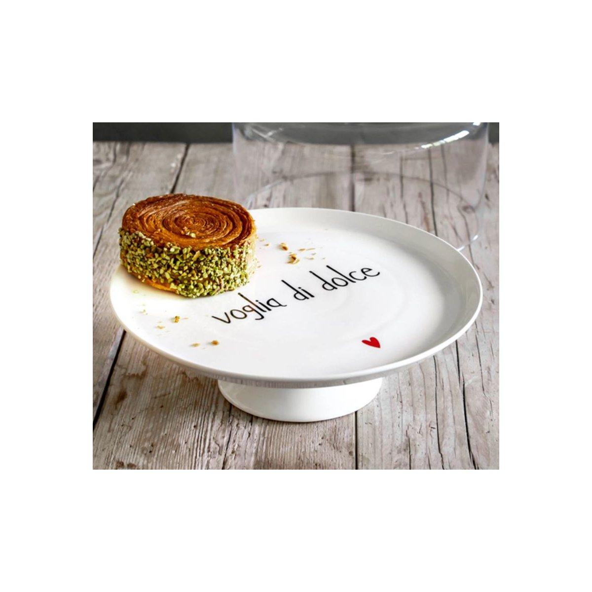 Alzata Ceramica Simple Day con Scritta cm.Ø31xh10