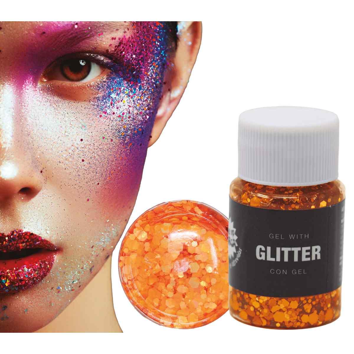 Trucco gel glitter arancione 20 gr