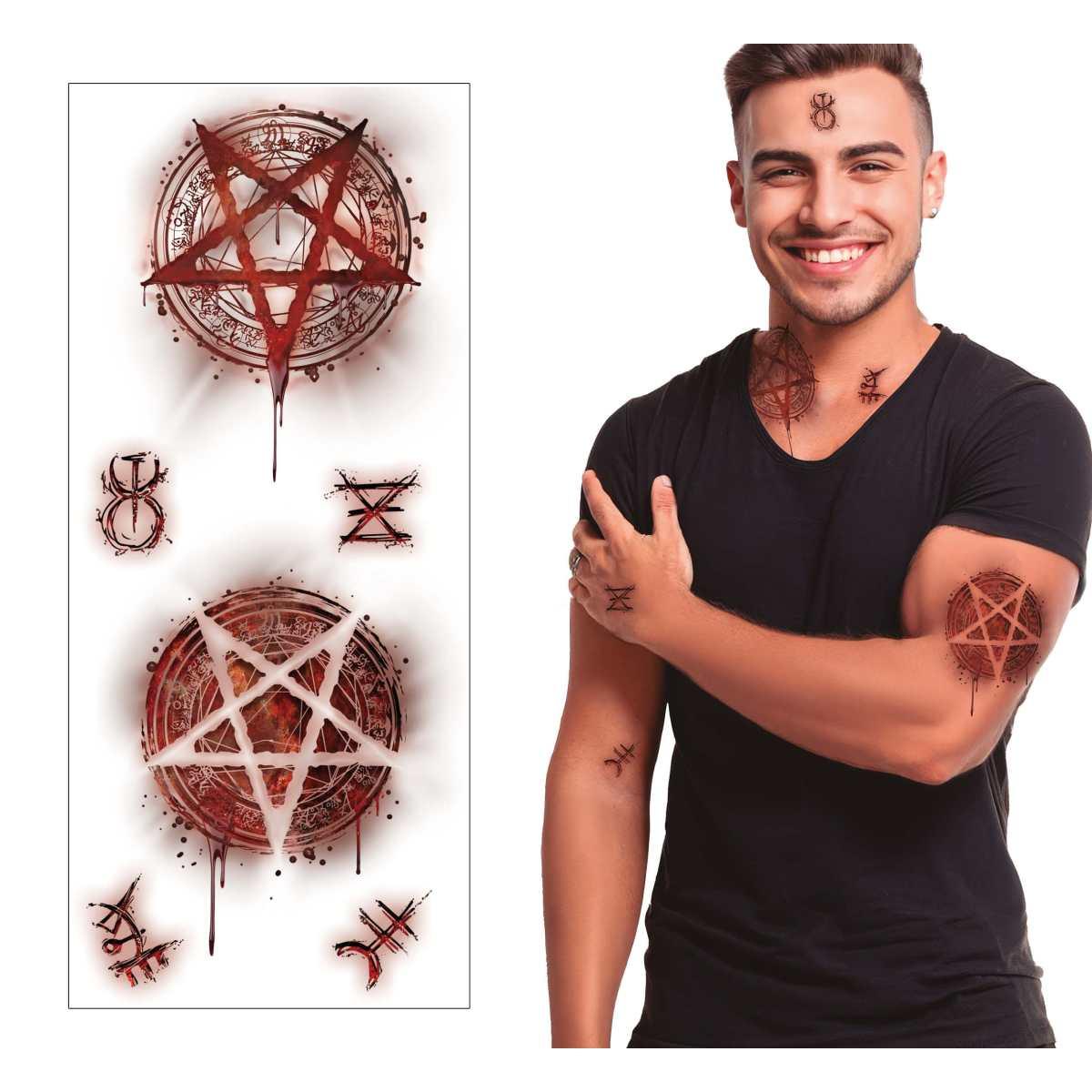 Tatuaggi viso rimovibili satanici |Guir_084