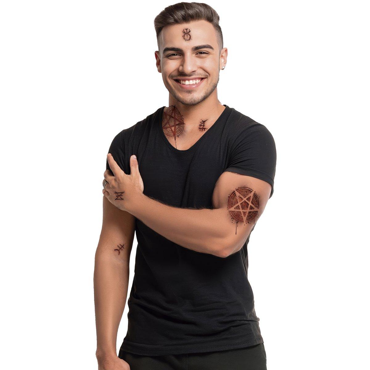Tatuaggi viso rimovibili satanici |Guir_084