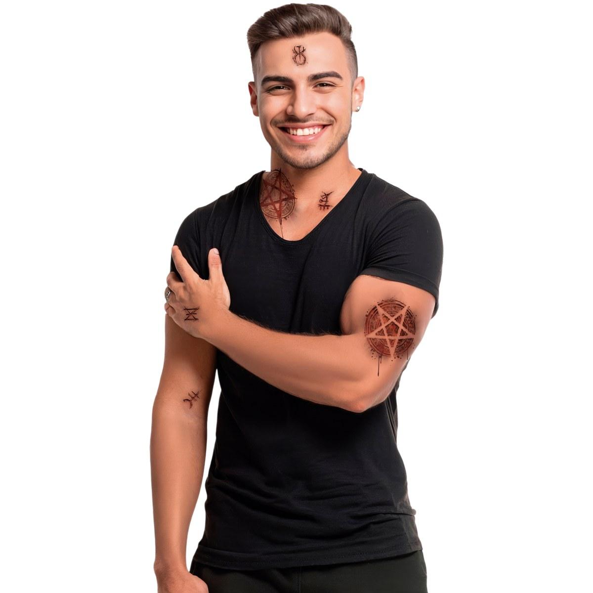 Tatuaggi viso rimovibili satanici