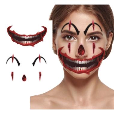 Tatuaggi viso rimovibili clown assassino