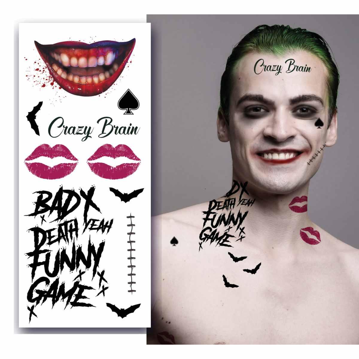 Tatuaggi viso rimovibili joker