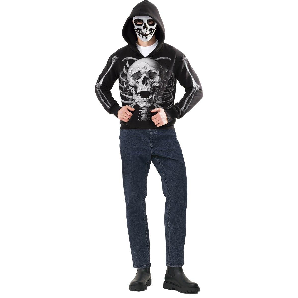 Costume felpa scheletro cappuccio