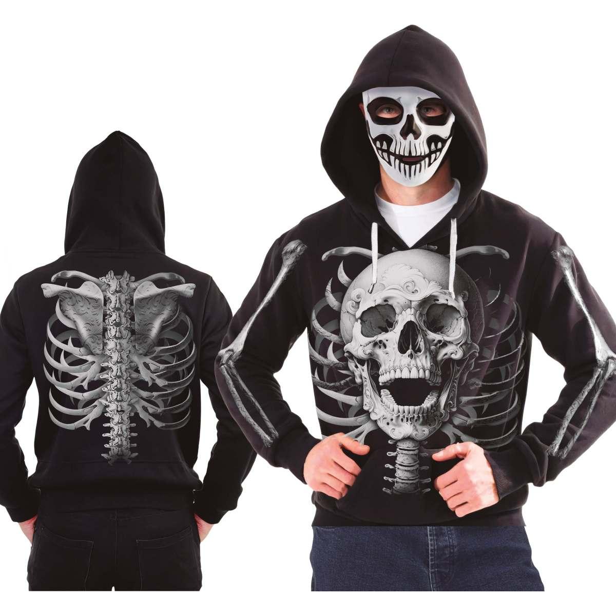 Costume felpa scheletro cappuccio