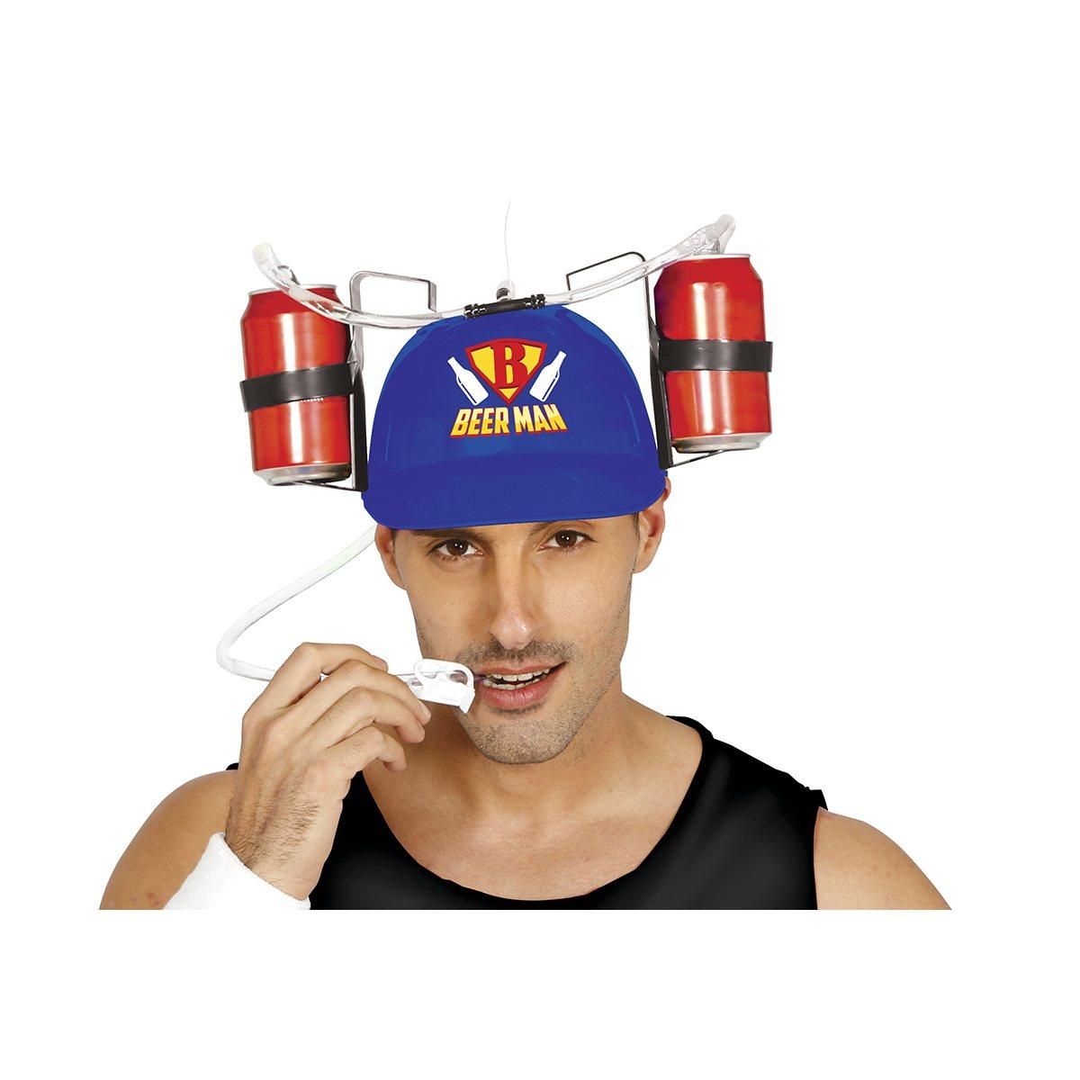 Casco portabibite blu beer man