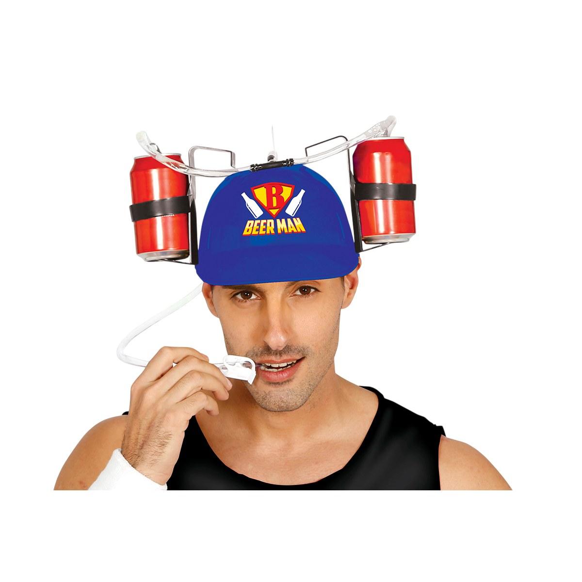 Casco portabibite blu beer man