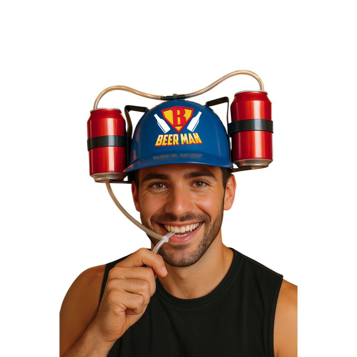 Casco portabibite blu beer man