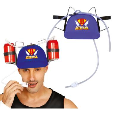 Casco portabibite blu beer man