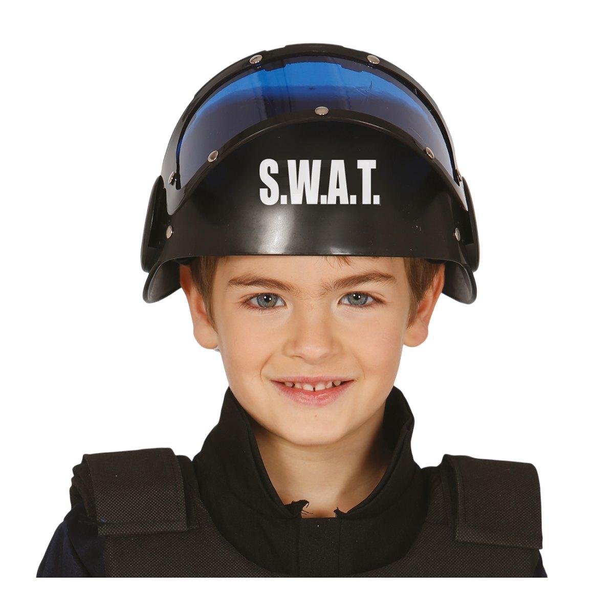 Casco poliziotto baby nero visiera colorata modello s