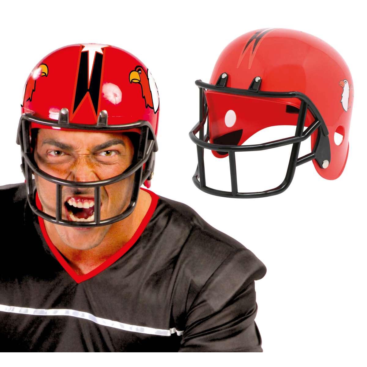 Casco giocatore football americano rosso
