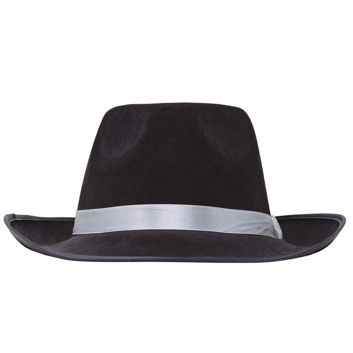 Cappello borsalino gangster nero fascia bianca