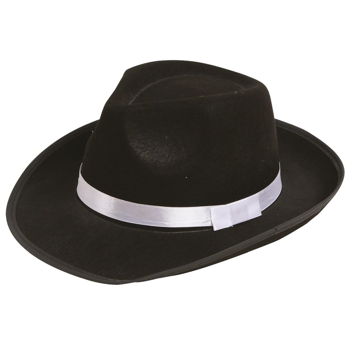 Cappello borsalino gangster nero fascia bianca
