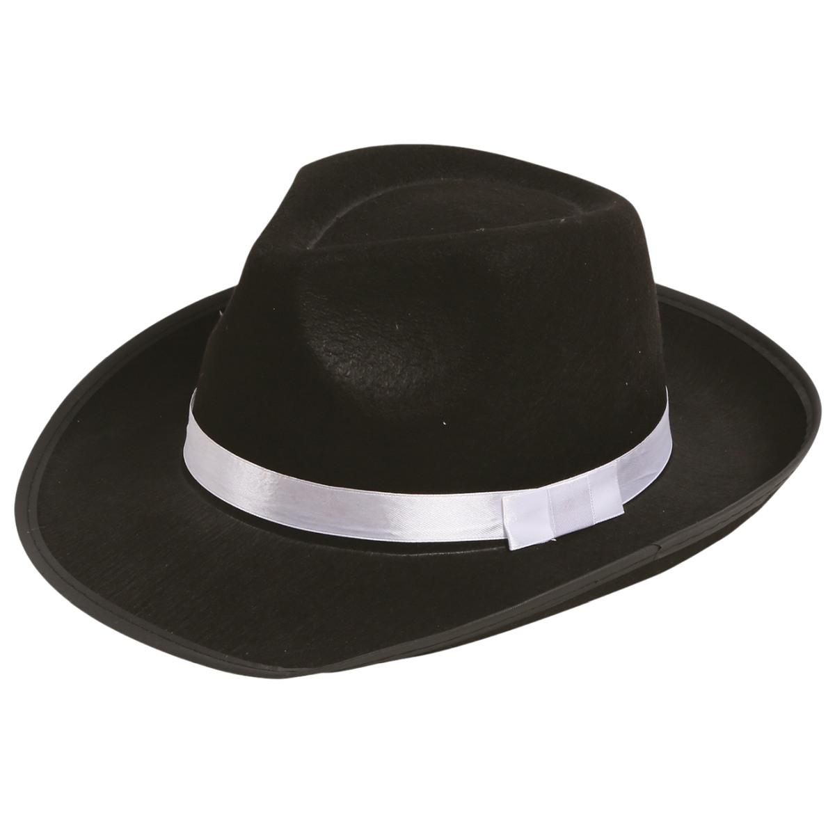 Cappello borsalino gangster nero fascia bianca