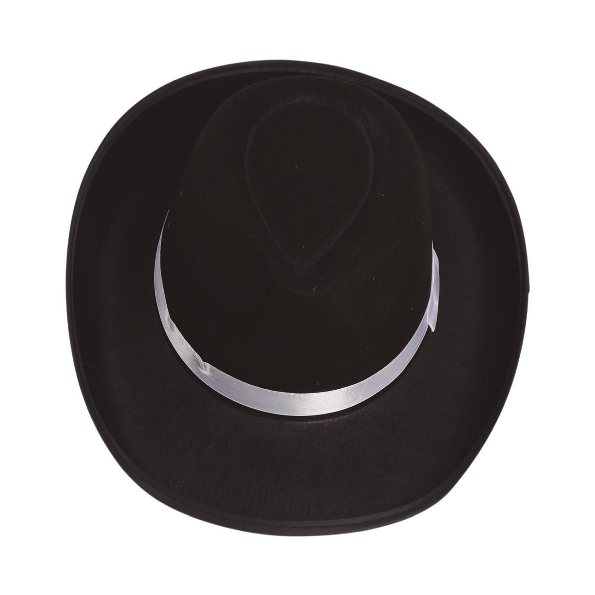 Cappello borsalino gangster nero fascia bianca