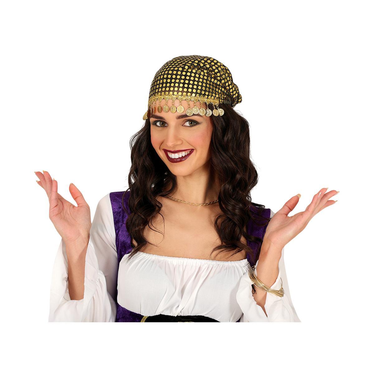Copricapo gitana monete paillettes oro