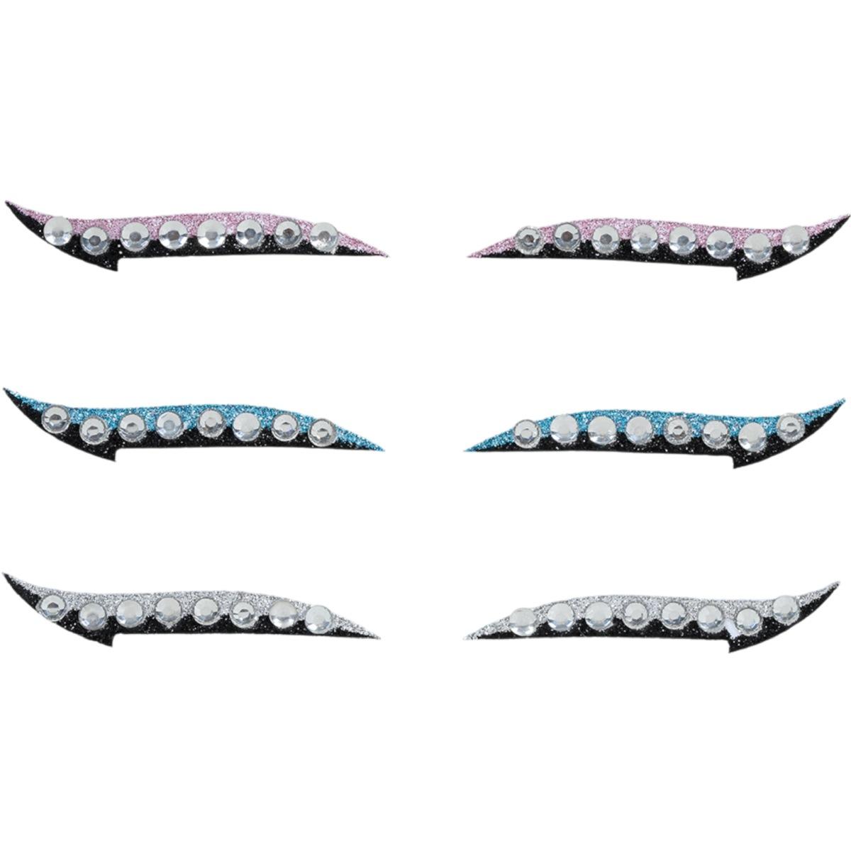 Trucco decorazioni adesive viso 6 delineatori occhi strass