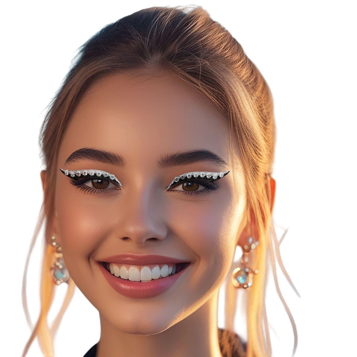 Trucco decorazioni adesive viso 6 delineatori occhi strass