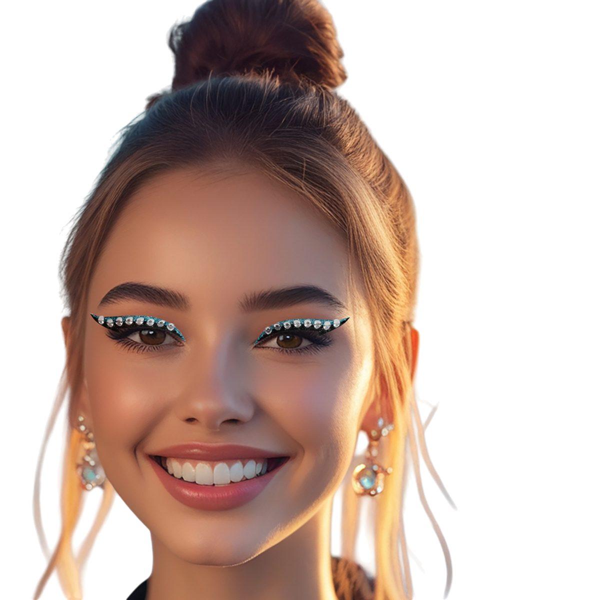 Trucco decorazioni adesive viso 6 delineatori occhi strass