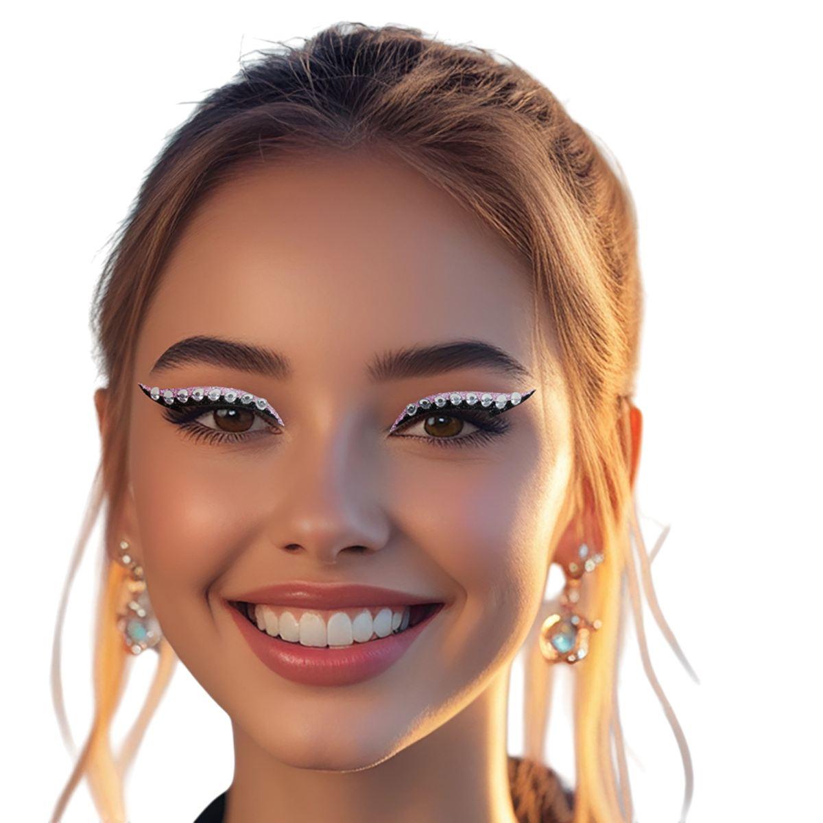 Trucco decorazioni adesive viso 6 delineatori occhi strass