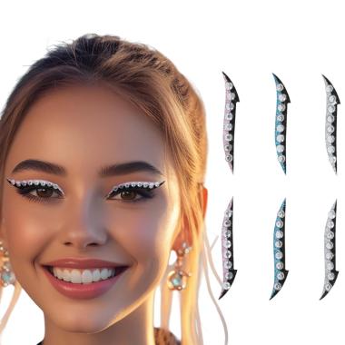 Trucco decorazioni adesive viso 6 delineatori occhi strass