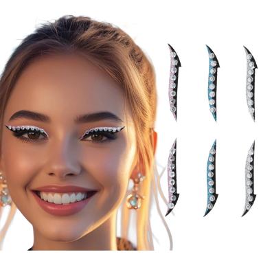 Trucco decorazioni adesive viso 6 delineatori occhi strass