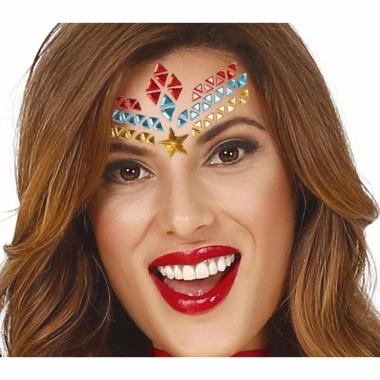 Trucco decorazioni adesive viso super eroina strass
