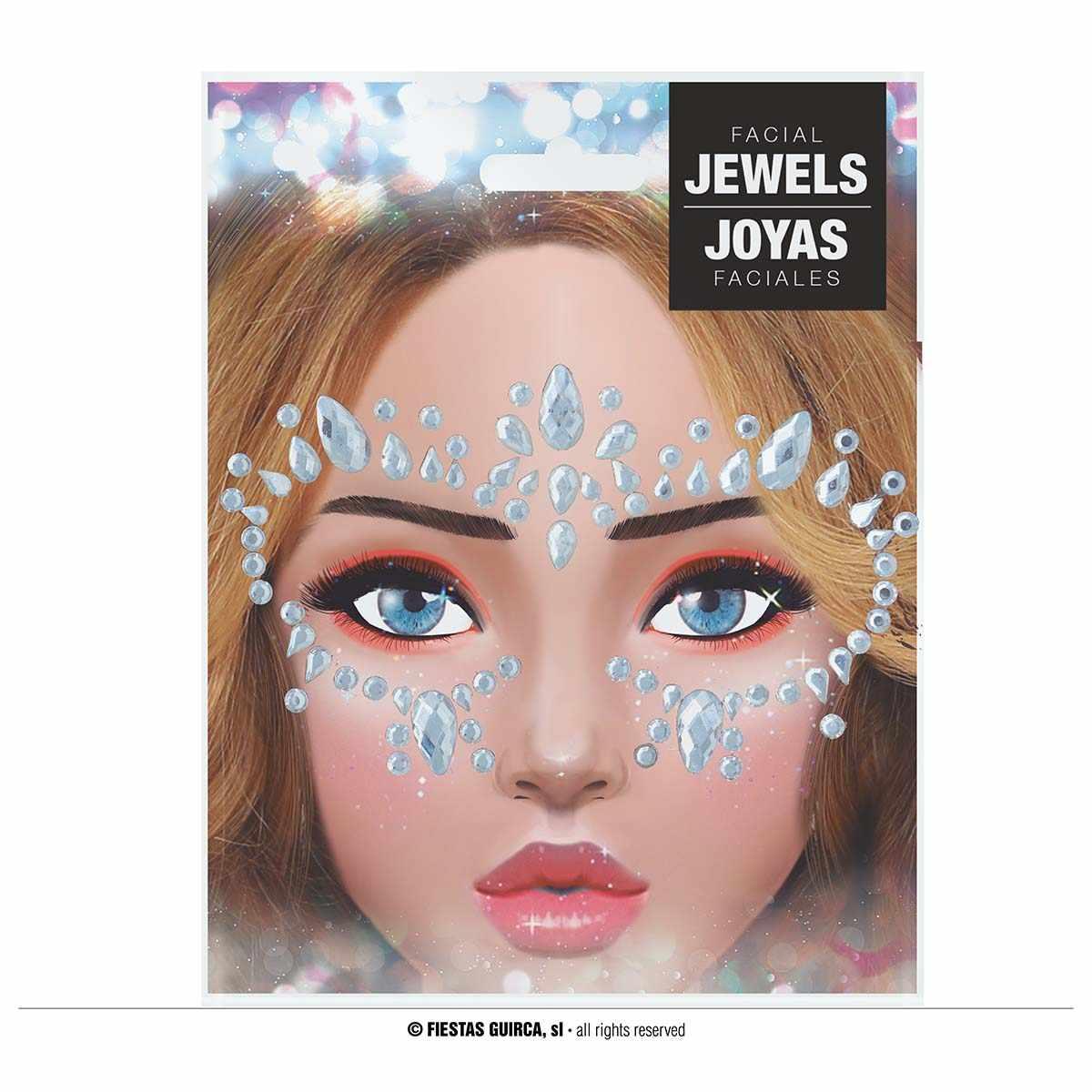 Trucco decorazioni adesive viso argento strass