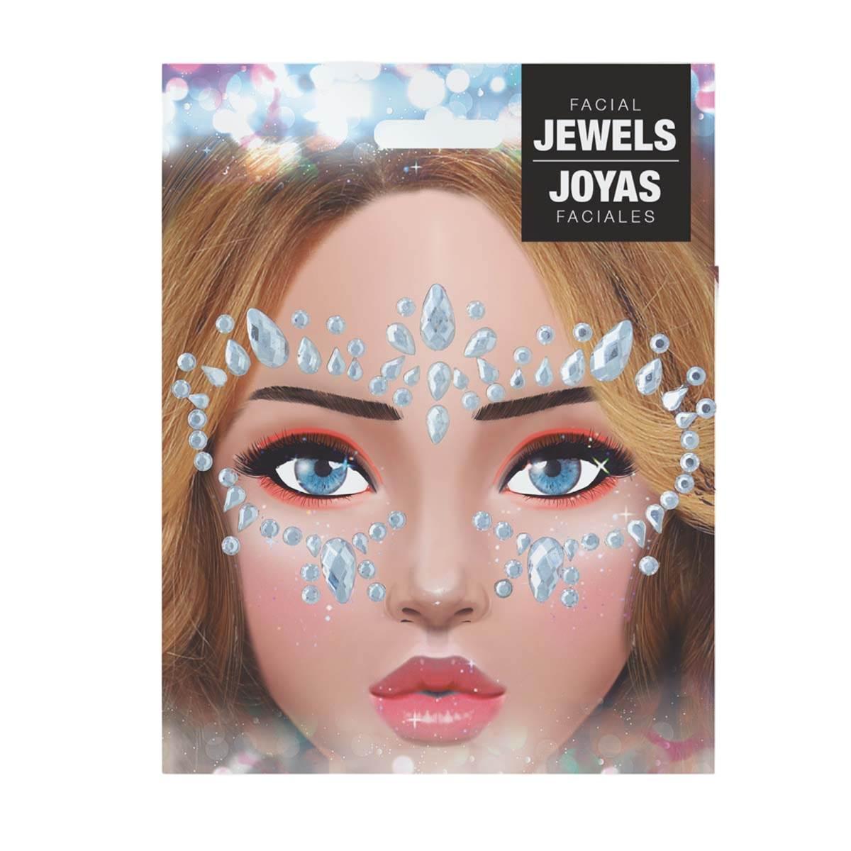 Trucco decorazioni adesive viso argento strass