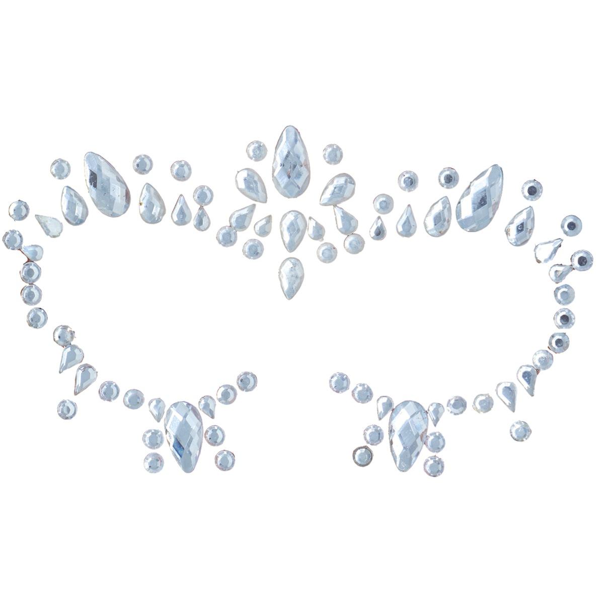 Trucco decorazioni adesive viso argento strass