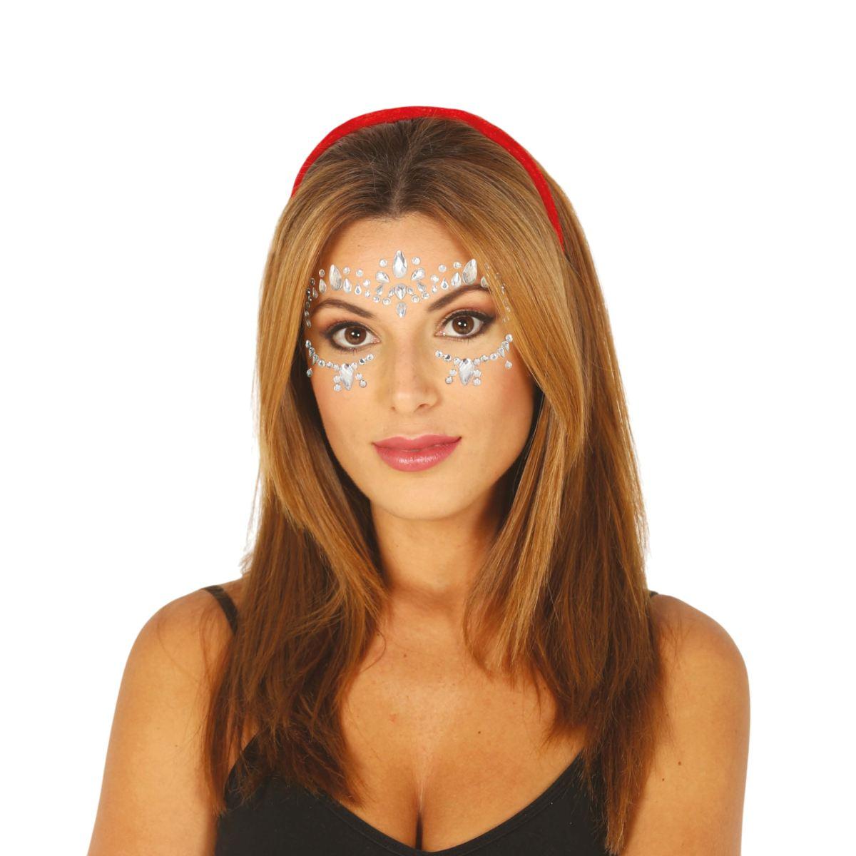 Trucco decorazioni adesive viso argento strass