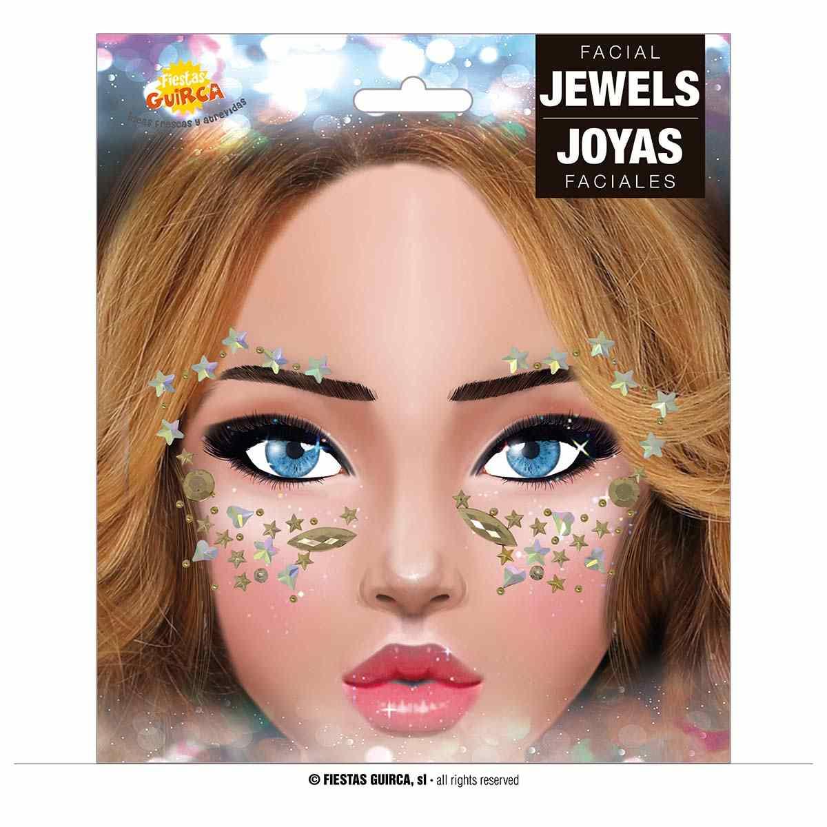 Trucco decorazioni adesive viso strass stelle argento