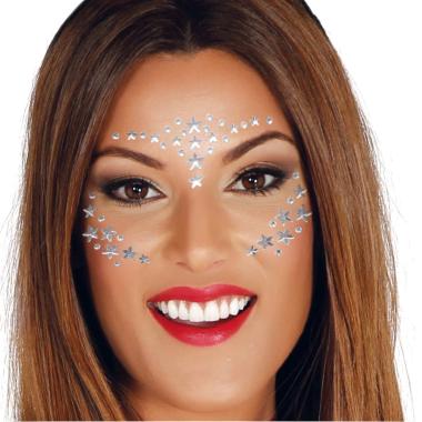 Trucco decorazioni adesive viso strass stelle argento