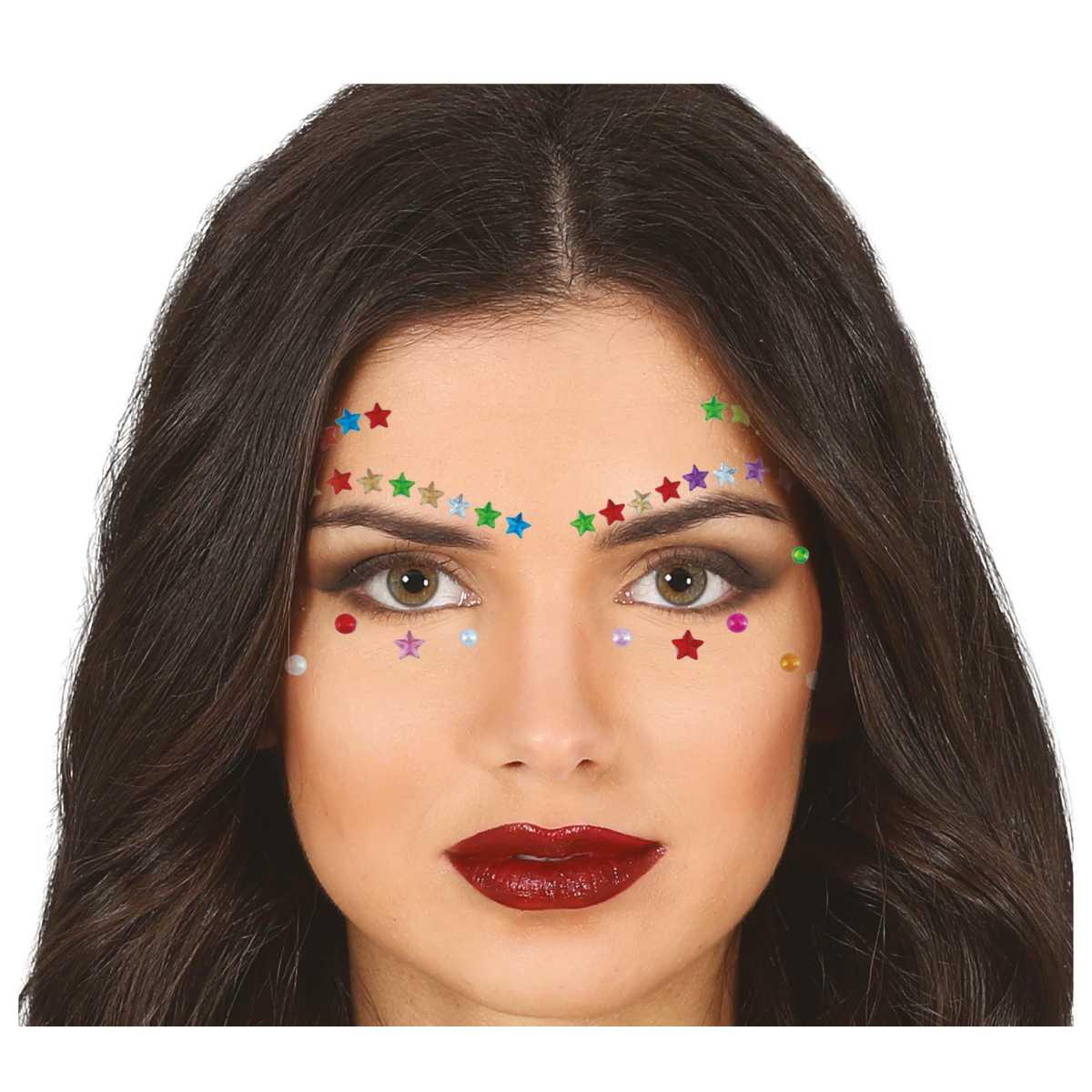 Trucco decorazioni adesive viso strass stelle multicolor
