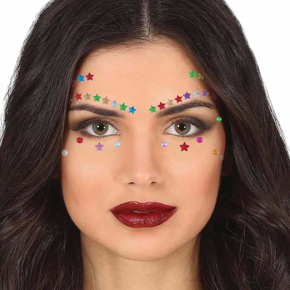 Trucco decorazioni adesive viso strass stelle multicolor