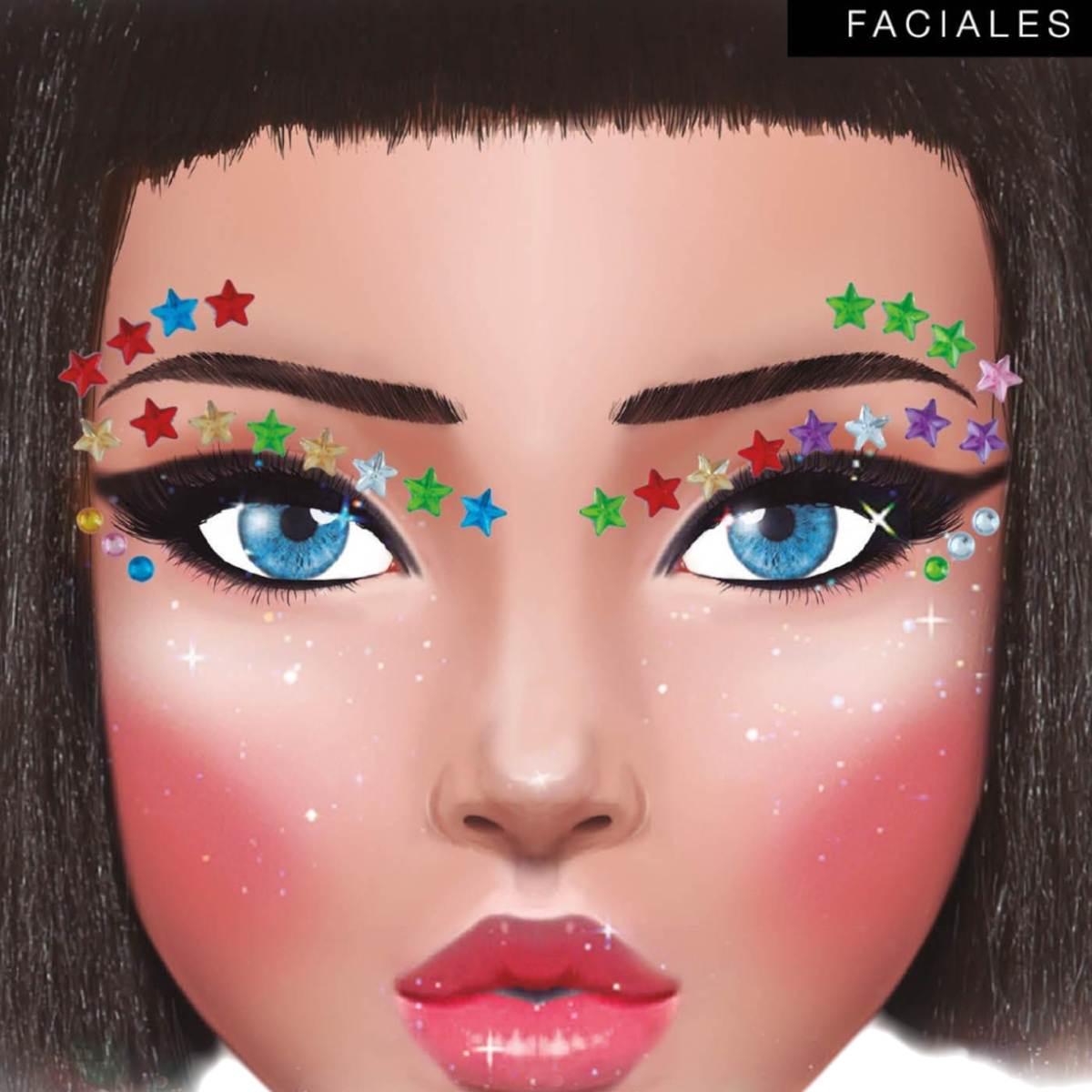 Trucco decorazioni adesive viso strass stelle multicolor