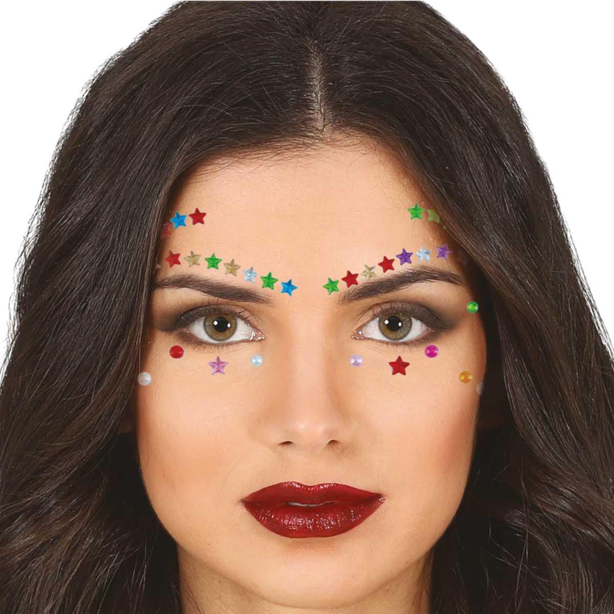 Trucco decorazioni adesive viso strass stelle multicolor
