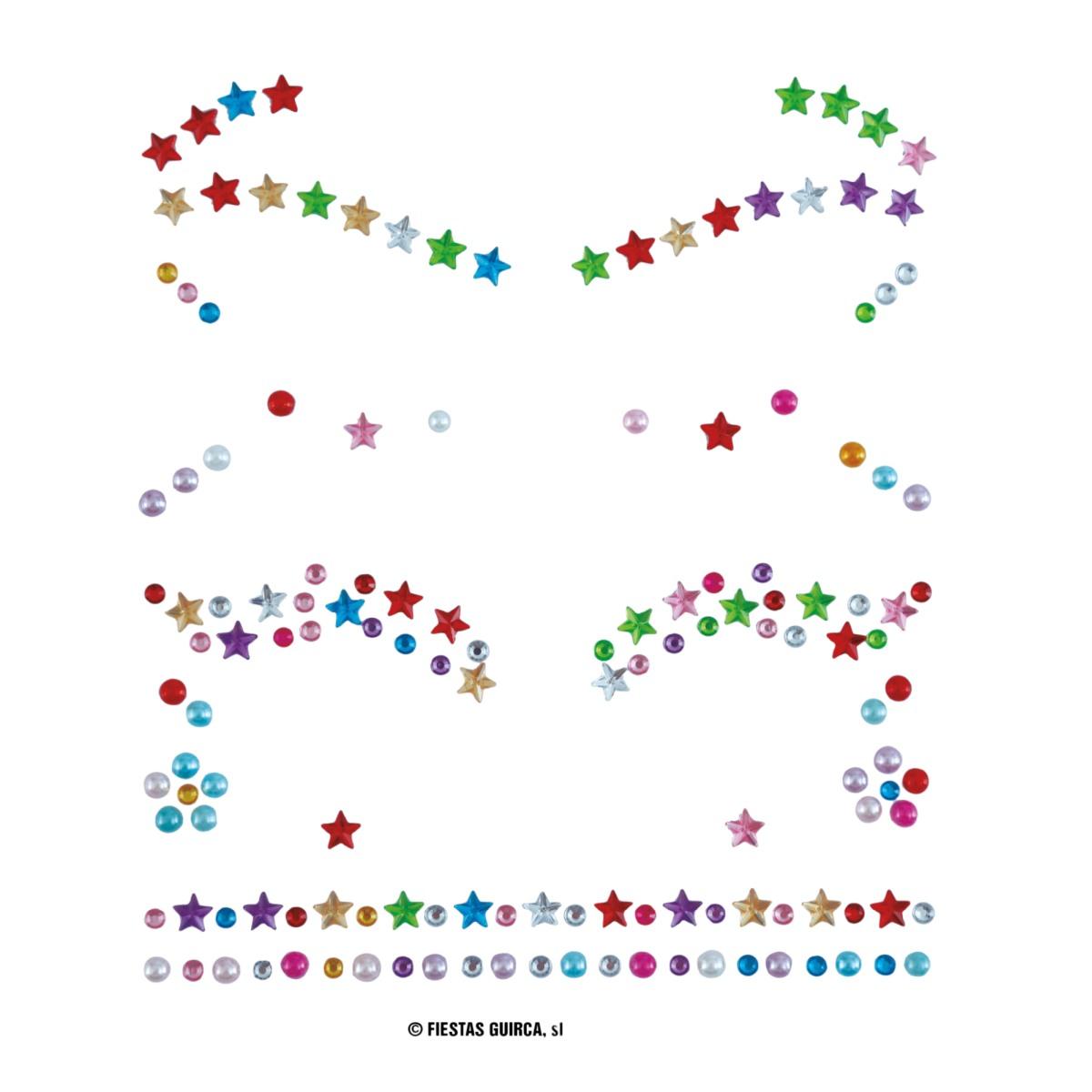 Trucco decorazioni adesive viso strass stelle multicolor