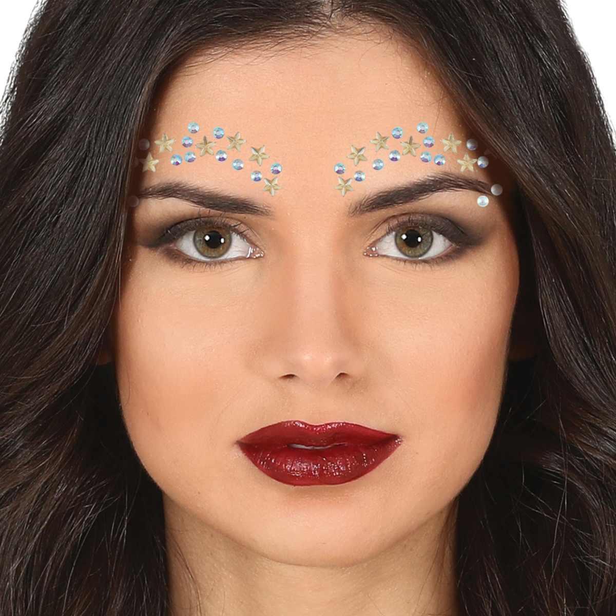 Trucco decorazioni adesive viso strass stelle argento