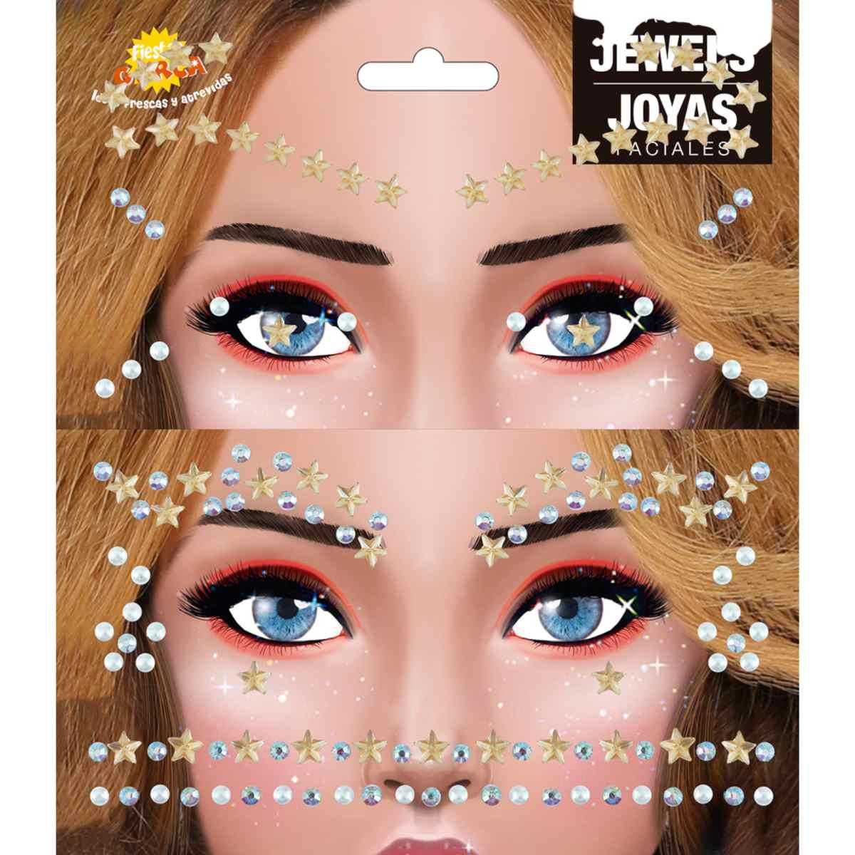 Trucco decorazioni adesive viso strass stelle argento
