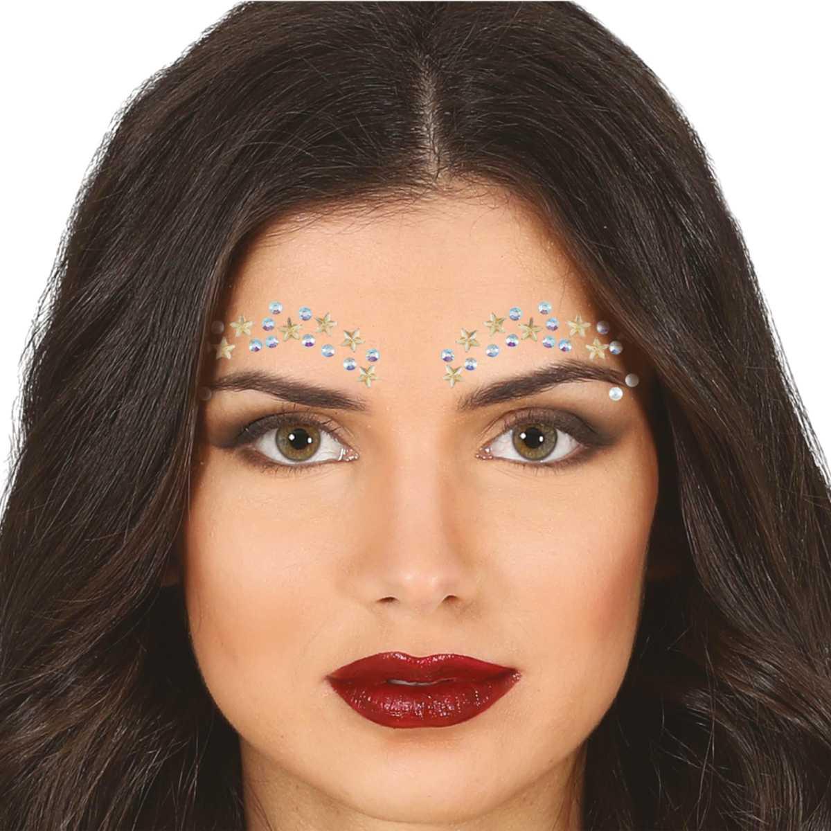 Trucco decorazioni adesive viso strass stelle argento