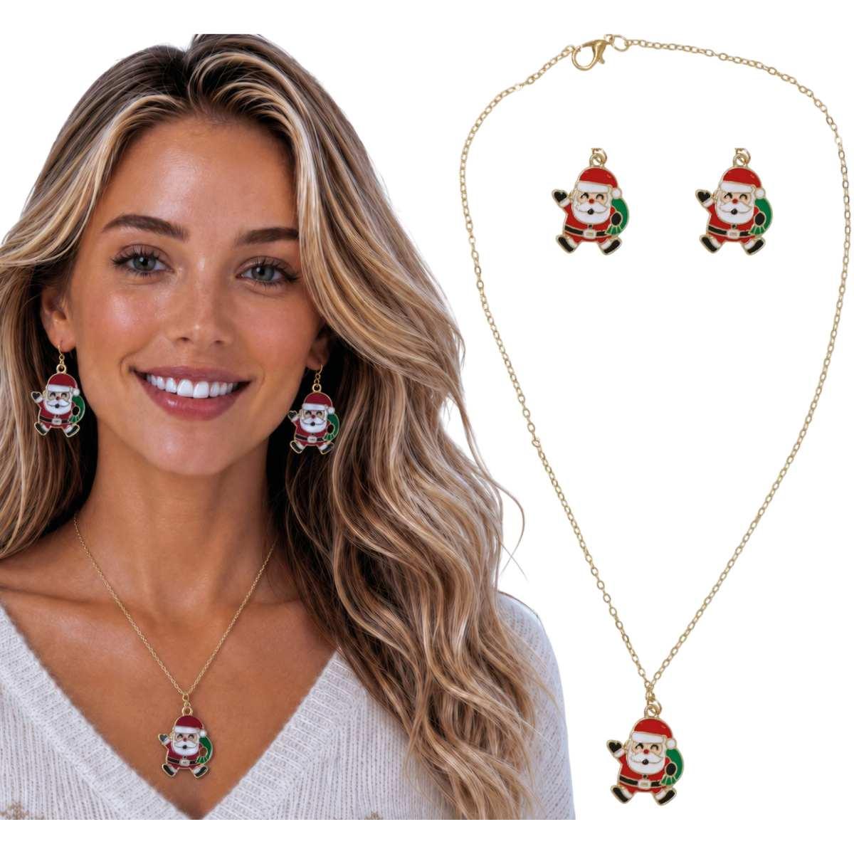 Collana natale babbo orecchini metallo