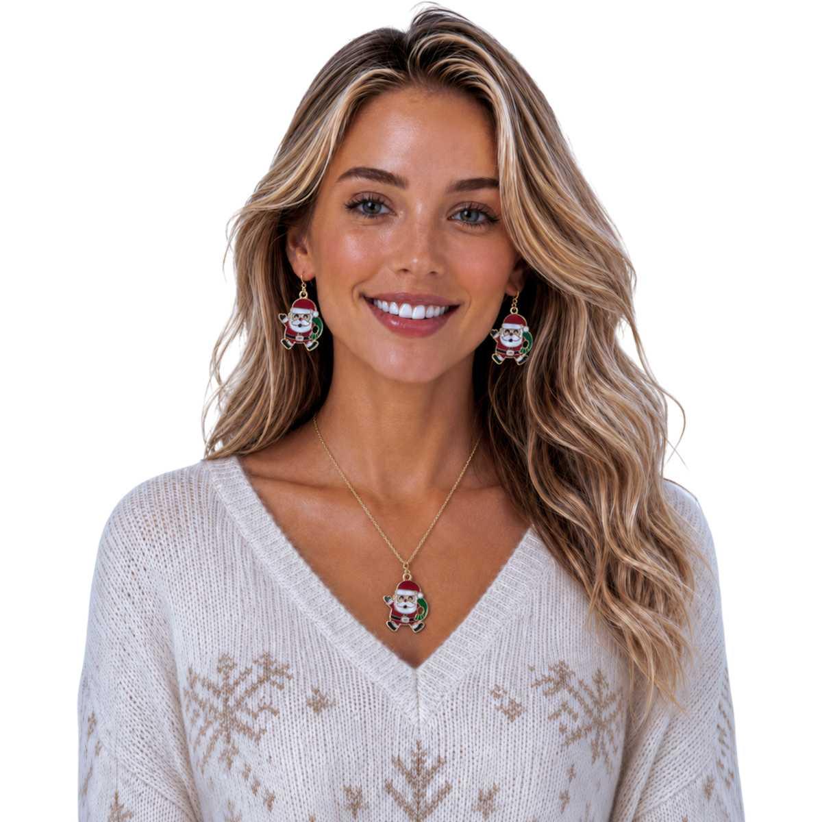 Collana natale babbo orecchini metallo