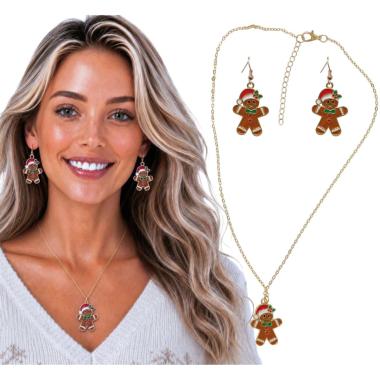 Collana natale biscotto pan zenzero orecchini metallo