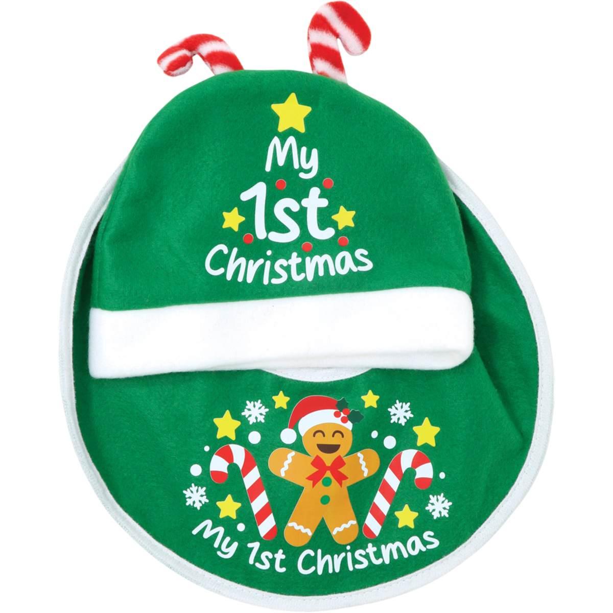 Cappello bavaglino natalizio in tessuto pan di zenzero