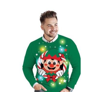 Maglione natale verde elfo 12 led