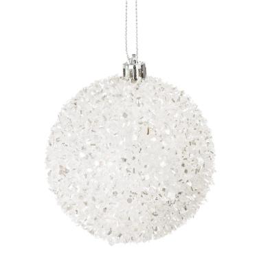 Pallina di Natale bianco glitter 10 cm