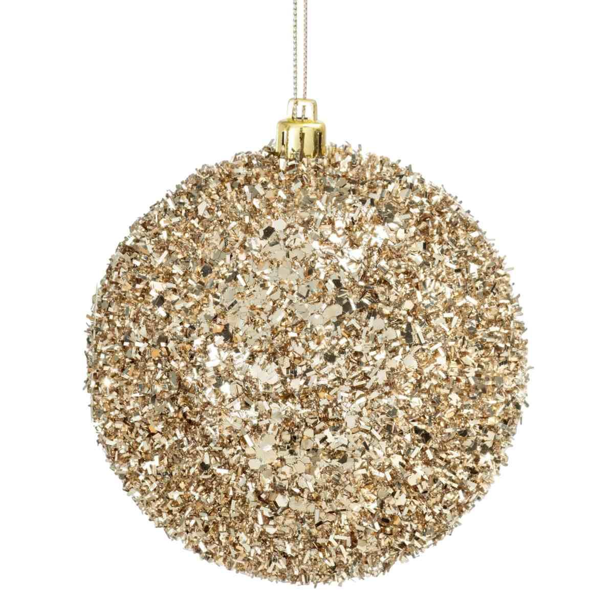 Pallina di Natale oro glitter 10 cm