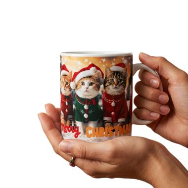 Tazza natalizia gatti ceramica