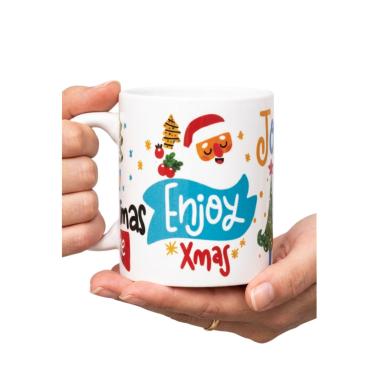 Tazza natalizia con scritte colorate ceramica
